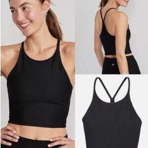 Old Navy Active Powersoft Black High-Neck Crop Tank